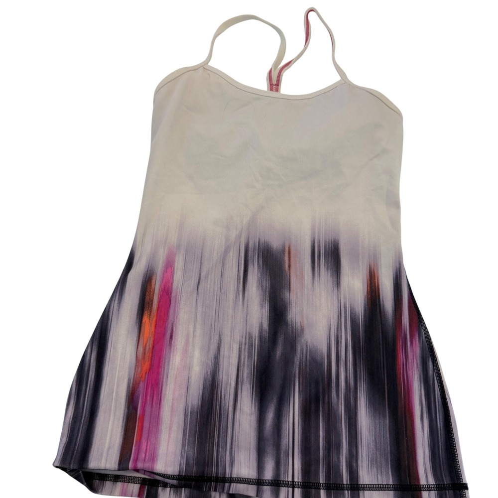 Lululemon Power Y Tank Top Abstract Brushstroke Purple Pink White Size 4 - Picture 1 of 7
